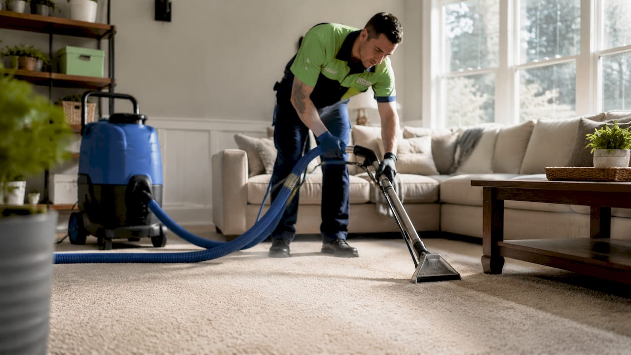 Professional cleaning carpet to reduce allergens