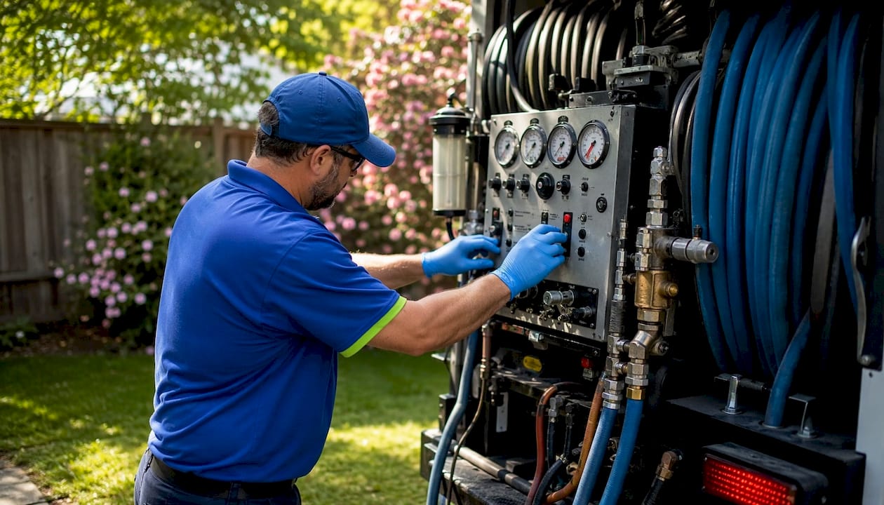 Close-up of carpet cleaning machine boiler temperature